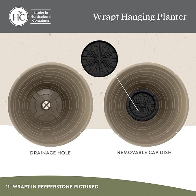 The HC Companies Wrapt Hanging Planters - Lightweight Plant Pot Hanger for Hanging Plants, Vegetables & Herbs - Outdoor & Indoor Hanging Basket for Plants (13" Black, Pack of 1)
