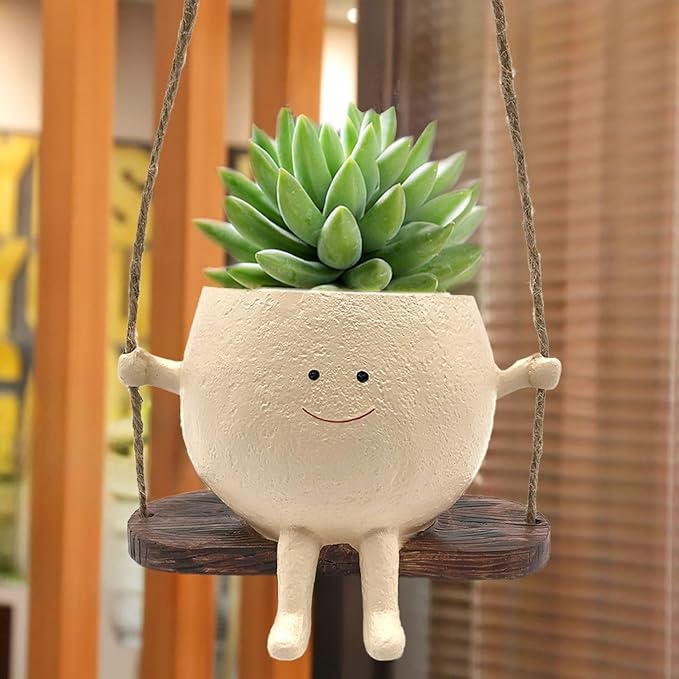 Swing Face Hanging Planter - Indoor & Outdoor, Stylish & Cute Hanging Planters, Small Hanging Plant Pots