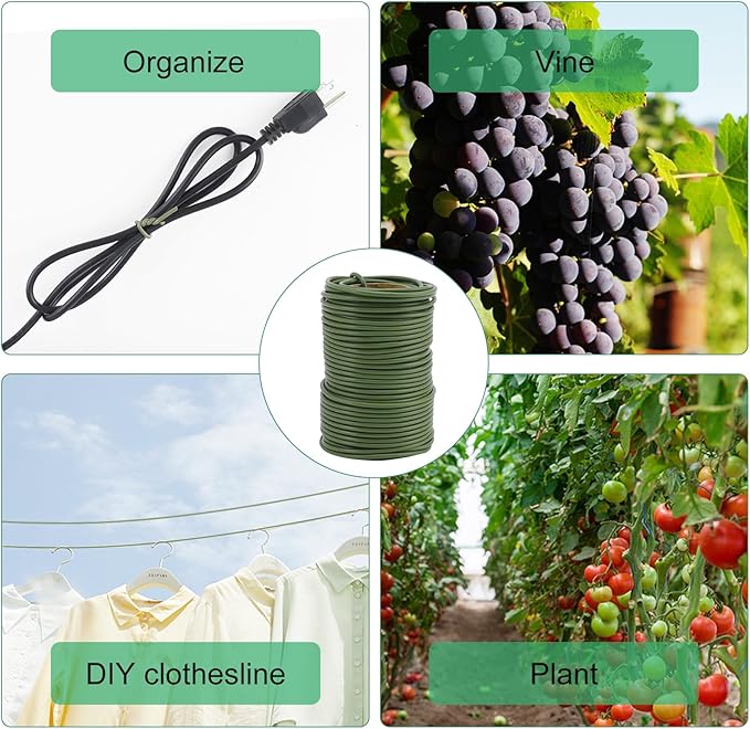 TELENT OUTDOORS 101 Feet Soft Plant Ties Dark Green Plant Twist Ties, Plant Ties for Support. Gardening Supplies for Plants Office Home Organization 3mm Diameter