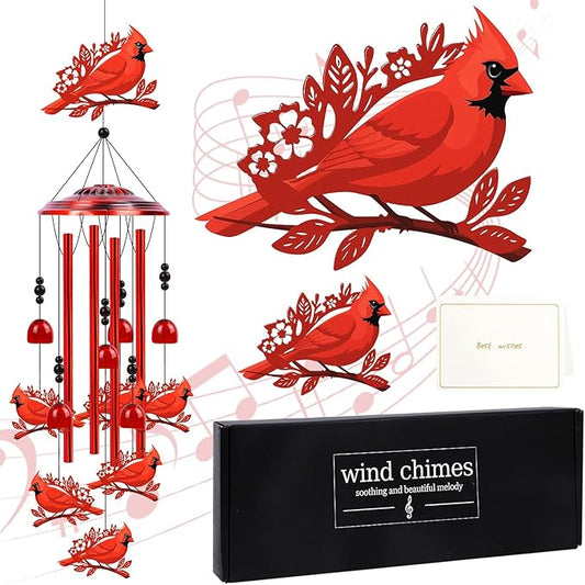 Cardinal Gifts for Women, Cardinal Wind Chimes for Outside, in Memorial Loved One Wind Chimes for Outdoor Garden Patio Yard Decor, Birthday Christmas for Mom Grandma