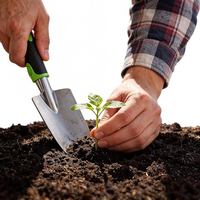 Product Image Garden Shovel Aluminum Alloy Heavy Duty Trowel Garden Tool Small Shovels for Digging Metal Hand Trowel Spade with Soft TPR Handle for Lawn Yard Farm Home Shop Planting(8 Pcs)