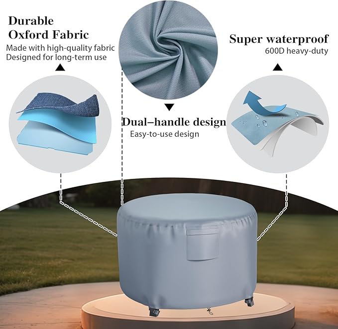 Chinchilla Heavy Duty 44 Inch Round Fire Pit Cover - 100% Waterproof & Weatherproof, Durable All-Season Protection for 41/42/43/44 Inch Propane Fire Pits and Tables