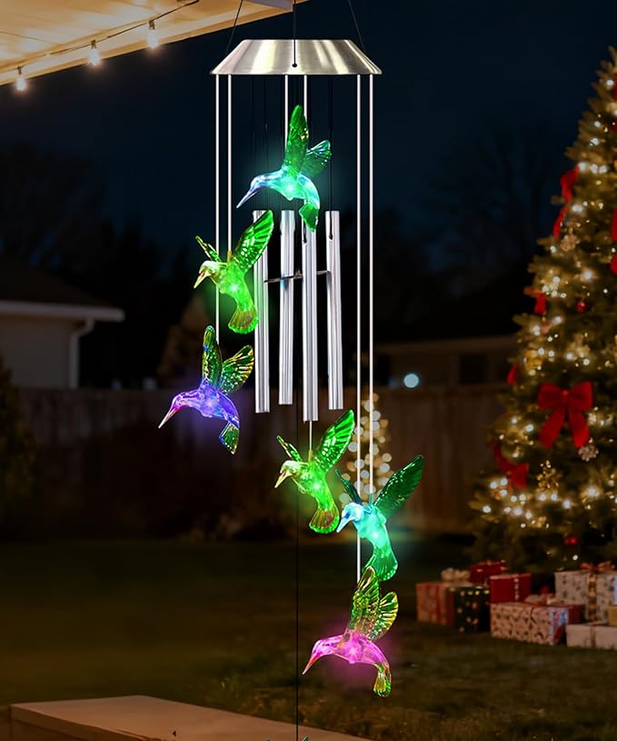 Nacome Wind Chimes for Outside: Tubes Memorial Wind Bell Valentines Day Gifts for Her Wife Women Mom Grandma Birthday - Yard Garden Indoor Outdoor Decor (Hummingbird)