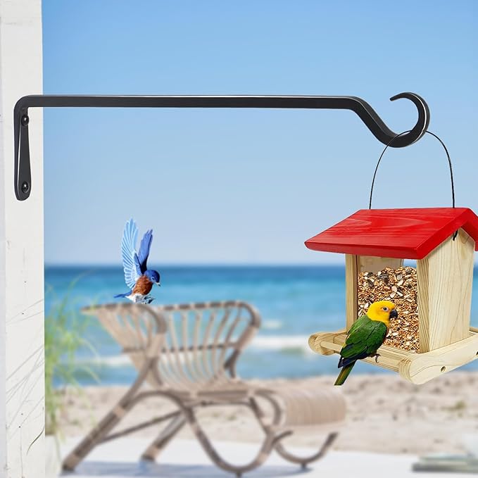 AILIN YELOKIE 16inch 4 Pack Plant Hanger, Sturdy Hanging Plant Hangers Outdoor, Bird Feeder Hanger for Bird, Plant Hangers for Planters, Lanterns, Wind Chimes Indoor Outdoor, Upgrade Black