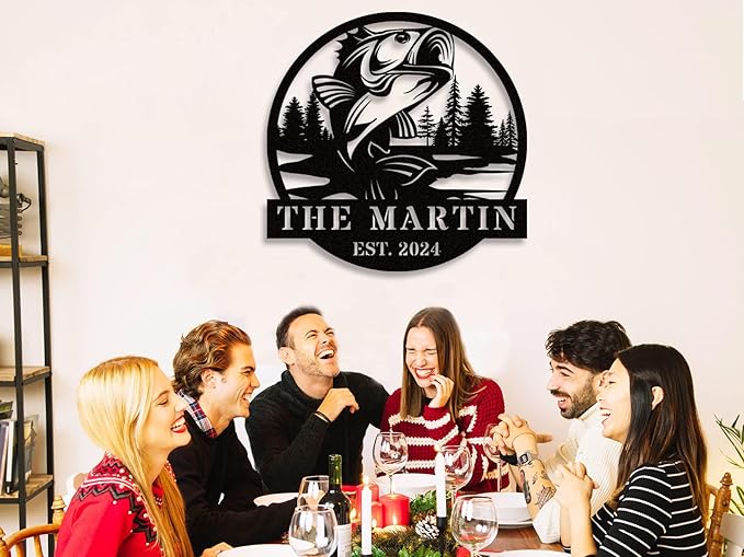 Custom Fish Metal Name Sign, Personalized Family Name Sign, Fishing Gifts for Men, Custom Fishing Metal Sign, Fisherman Gift