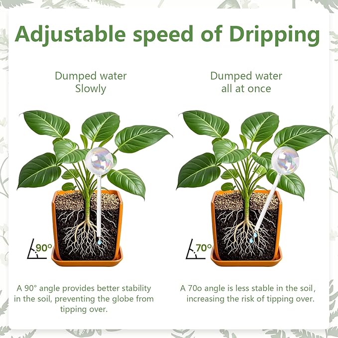 Plant Watering Globes, Iridescent Rainbow Glass Water Bulbs Self Watering Spikes Planter Insert Automatic Plant Watering Device for Indoor and Outdoor Plants (4Pcs, Ball Shaped)