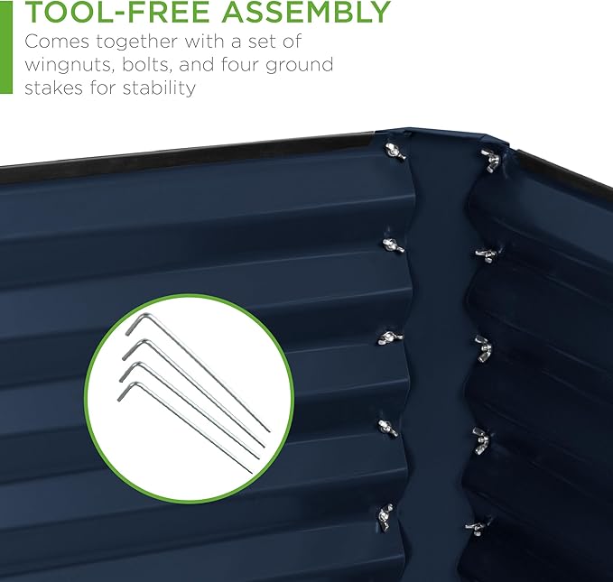Best Choice Products 6x3x2ft Outdoor Metal Raised Garden Bed, Deep Root Box Planter for Vegetables, Flowers, Herbs, and Succulents w/ 269 Gallon Capacity - Navy