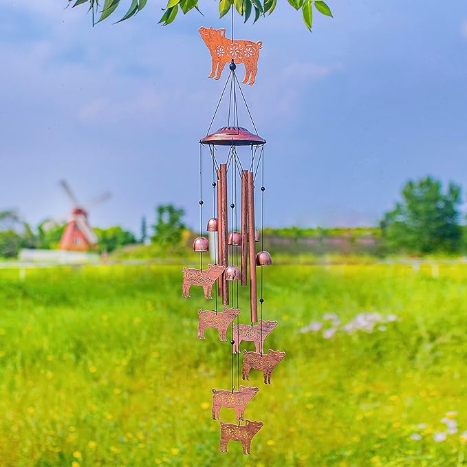 Pig Wind Chimes for Outside,Pig Gifts for Women/Men/Sympathy/Memorial/Festival Birthday Gifts Metal windchimes Outdoors/Indoors,Patio Decor,Garden Decor,Yard,Home,Porch