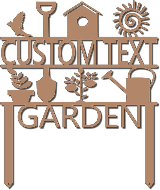 Custom Garden Sign, Garden Sign, Personalized Garden Sign, Garden Stake (17" W x 14 1/2" H, Copper)