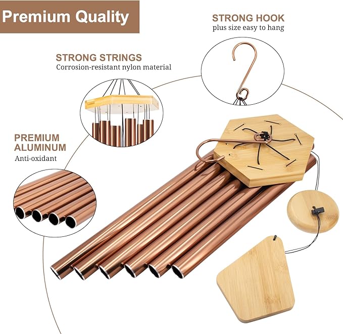 Howarmer Wind Chimes Outdoor Large Deep Tone, 36 Inches WindChimes Outdoor Memorial Wind Chime for Mom/Housewarming/Christmas, Windchime for Outside Garden, Patio, Home Decor