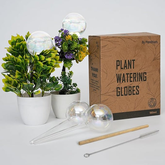 Iridescent Self Watering Globes, Glass Rainbow Plant Watering Globes, Self Watering Planter Insert, Automatic Plant Waterer Indoor (Medium-4 Pcs Iridescent, Medium)