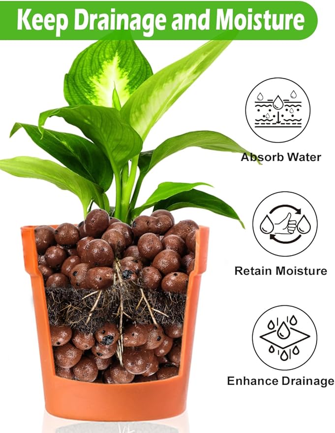 TOYPOPOR Leca Clay Pebbles for Plants, (3 Quarts) Leca Balls, Lightweight Clay Ball, Potting Mix, Grow Media Used for Drainage, Decoration, Aquaponics, Hydroponics and Other Gardening Essentials