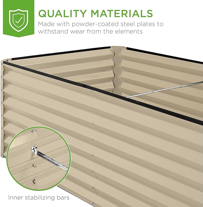 Best Choice Products 6x3x2ft Outdoor Metal Raised Garden Bed, Deep Root Box Planter for Vegetables, Flowers, Herbs, and Succulents w/ 269 Gallon Capacity - Beige