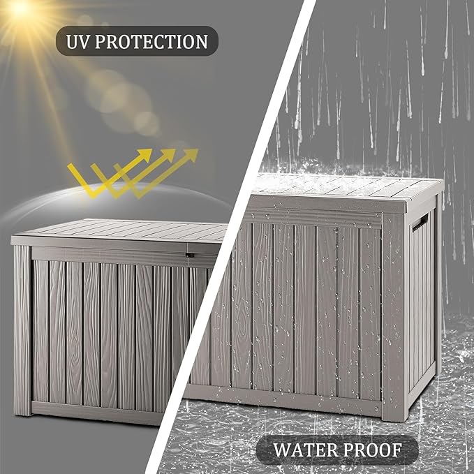270GAL Deck Box -Grey，Large Capacity，UV-Resistant ，Deck Box，Patio， Yard，Garden Storage