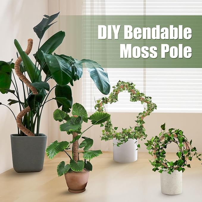 2 Pack Moss Pole, 28 Inch Bendable Moss Poles for Plants Monstera for Climbing Plants, Handmade Coco Coir Pole Plant Sticks Support Stakes for Indoor Plants Plant Grow
