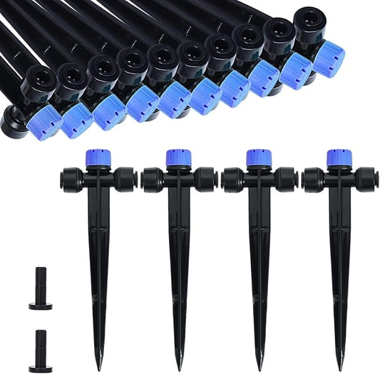 HOINCO 28 Pcs Drip Irrigation Emitters,Adjustable 8 Hole Water Flow Drip Irrigation Sprinklers,for 1/4 inch Irrigation Tubing,Garden Watering Drip Irrigation System Parts. (Blue)