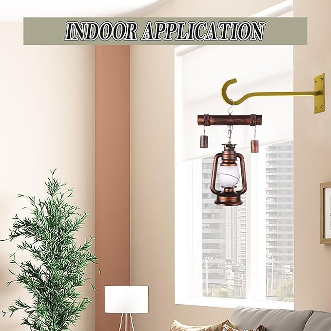 10inch Heavy Duty Plant Hangers Outdoor or Indoor Bird Feeder Hanger Shepherd Hooks 2pcs Gold Metal Wall Hook for Hanging Plant Bracket, Lantern, Flower Basket, Wind Chimes