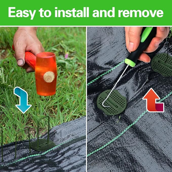 Bakulyor 200pcs Green Artificial Turf Stakes Staples + 200pcs Buffer Washer, 6 Inch 11 Gauge Landscape Staples, Galvanized Lawn Spikes, Heavy Duty Yard Ground Pin for Grass Weed Barrier Sod Fabric
