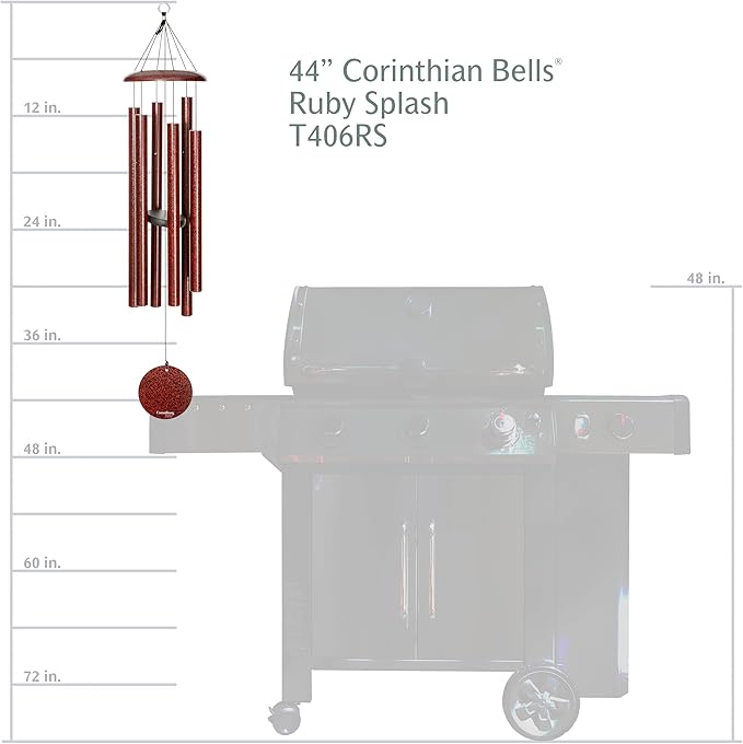Corinthian Bells by Wind River - 44 inch Ruby Splash Wind Chime for Patio, Backyard, Garden, and Outdoor Decor (Aluminum Chime) Made in The USA
