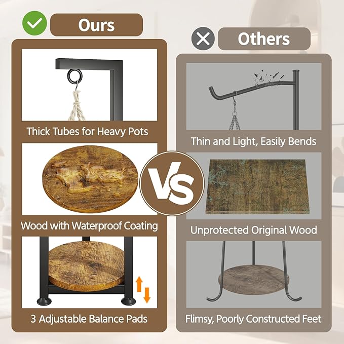 LASZOLA Black 4 Tier Tall Plant Stand Indoor with Hanging Ring, Large Heavy Duty Metal Vertical Corner Rack for Multiple Planter, Sturdy Wrought Iron Flower Shelf Holder Organizer for House Patio