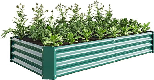 6x3x1ftft Raised Garden Bed, Outdoor Galvanized Raised Garden Beds, Metal Raised Beds for Gardening Vegetables Fruits and Flowers, Easy Assembly, 127 Gallon Capacity - Green