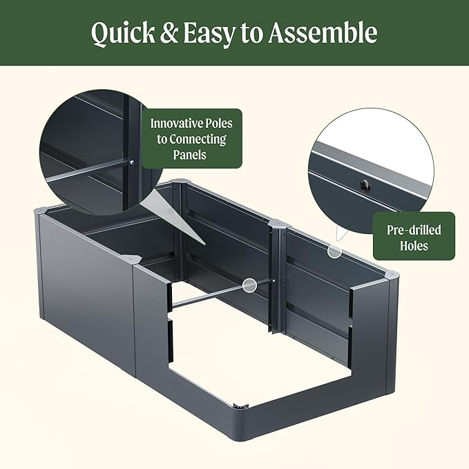 Vego garden 32" Extra Tall Raised Garden Bed, 27" x 53" Modern Raised Garden Beds Kit, Metal Planter Box for Vegetables Flowers Fruits, Midnight Blue