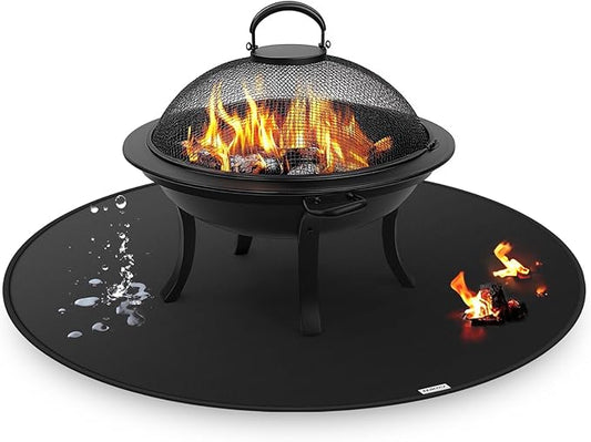 38inch Fire Pit Mat for Solo Stove Bonfire, Round Under Grill Blanket for Outdoor Grill, Fireproof Mat, Oil Proof Waterproof Under Floor BBQ Accessories Protector for Solo Stove Accessories