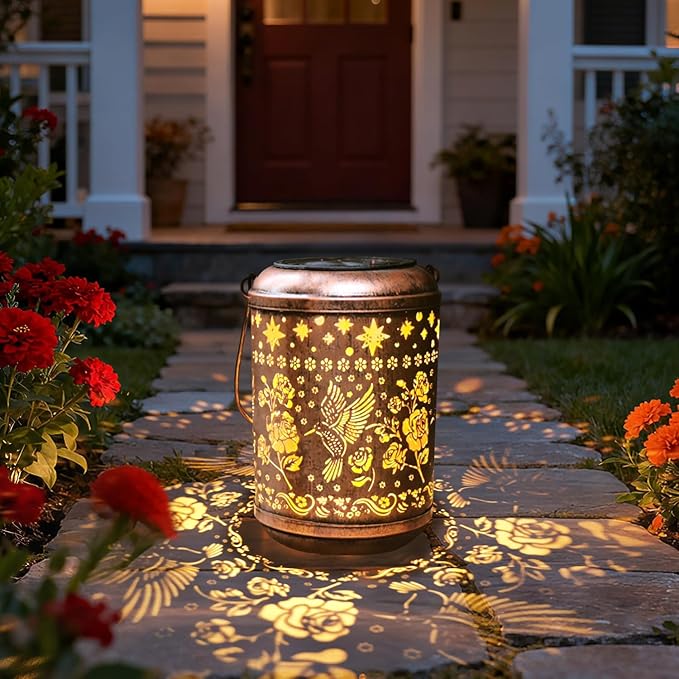 Birthday Gifts for Women Mom Grandma Solar Lanterns Outdoor Waterproof Hummingbird Garden Decor for Outside Gardening Gifts for Women Solar Metal Decoration for Yard, Patio,Backyard,Porch