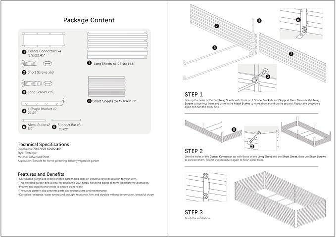 6x2x2FT Green Metal Raised Garden Bed Kit, Galvanized Outdoor Garden Bed Planter Box for Vegetables, Flowers, Herbs, Succulents and More