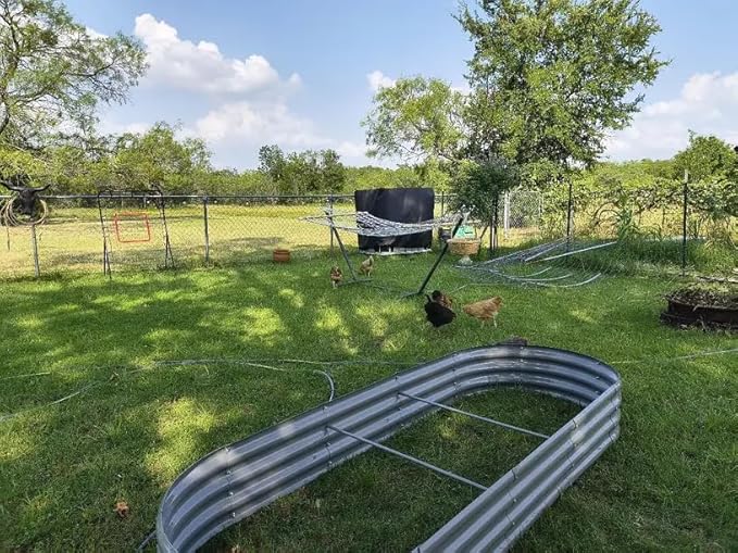 8 Pack 8x3x1FT Galvanized Raised Garden Bed Kit Oval Metal Ground Planter Box Outdoor Bottomless Planter Raised Beds for Vegetables Flowers Herbs Fruits, Gray