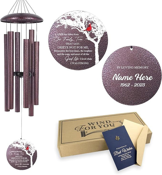 ASTARIN Wind Chimes for Loss of Loved One, Personalized Memorial Wind Chimes Sympathy Gifts for Loss of Mom Dad, in Loving Memory- Cardinal Sympathy Gifts,30/36/45 in Deep Tone Windchime