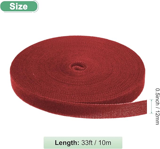 1-Roll Garden Plant Tape, 33 ft x 0.5 in Garden Hook and Loop Plant Ties Multi-Purpose Use Adjustable and Reusable Twist Wire Tape for Plants/Flowers/Vines [Red]
