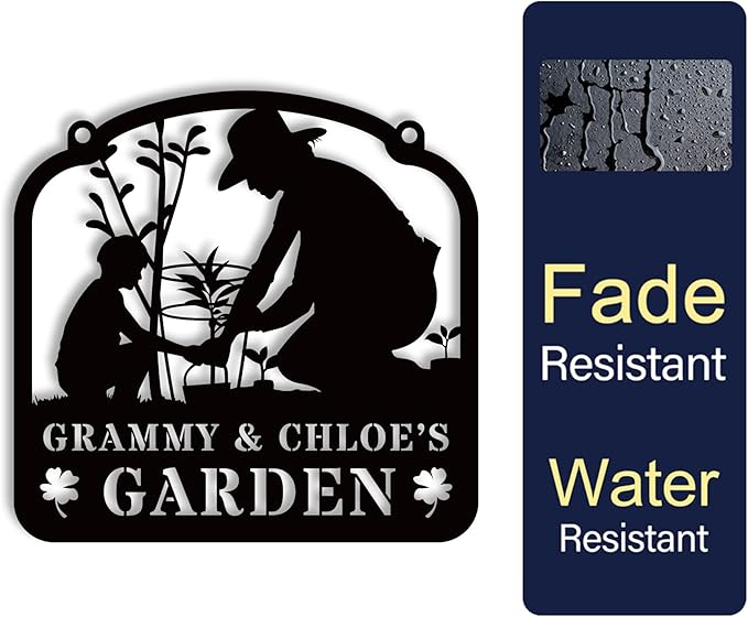 Personalized Family Garden Metal Sign, Custom Gift for Parents, Grandparents,Garden Decor