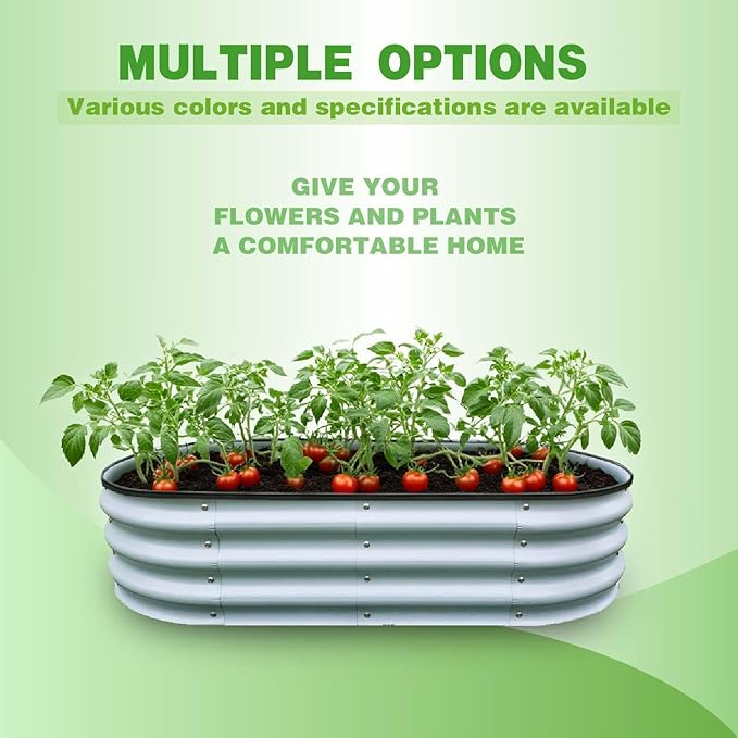 GrowHaus 2 Pack 4x2x1FT Galvanized Raised Garden Bed, Planter Boxes Outdoor Metal Garden Beds for Planting Vegetables Flowers Herbs Silver