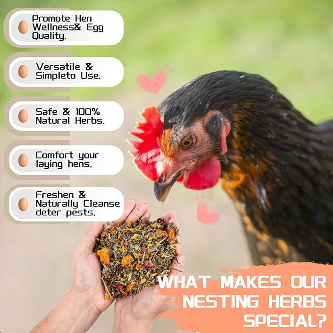 18oz Premium Nesting Herbs for Chickens Coop Odor Control - 8 Natural Dried Herbs Blend for Hen Comfort, Coop Freshness & Egg Laying Support, Poultry Treats & Coop Accessories