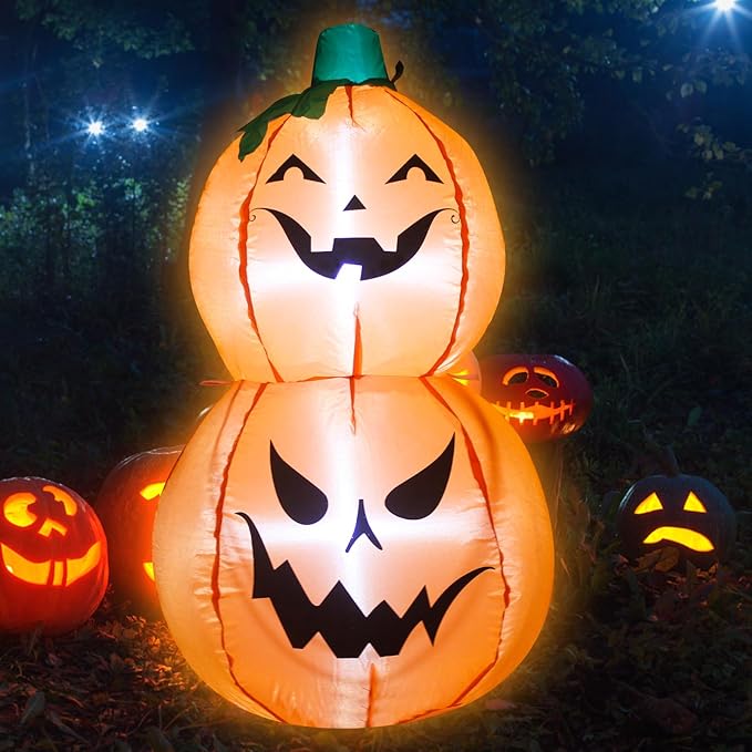 TRMESIA 3.5feet Halloween Pumpkin Decorations with Lights：Halloween Decorations Indoor Outdoor Inflatables Pumpkin Combo Blow Up Inflatables for Yard Garden