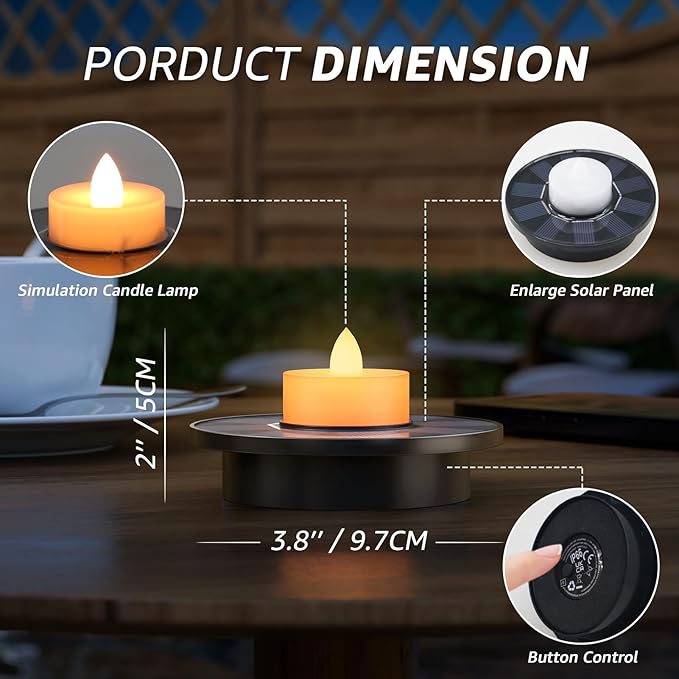 Solar Floating Pool Lights, 3-Pack Solar-Powered Float Candles Lamps Tea Light for Pond Party Garden Backyard Outdoor Decor