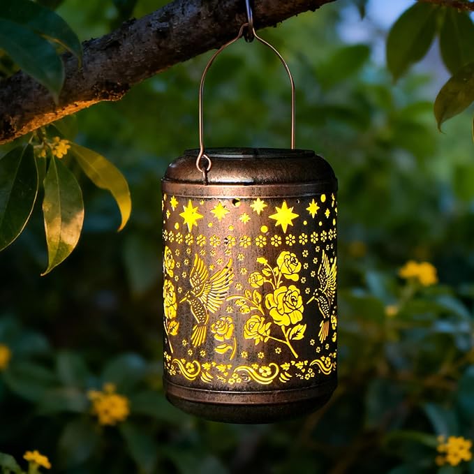 Birthday Gifts for Women Mom Grandma Solar Lanterns Outdoor Waterproof Hummingbird Garden Decor for Outside Gardening Gifts for Women Solar Metal Decoration for Yard, Patio,Backyard,Porch
