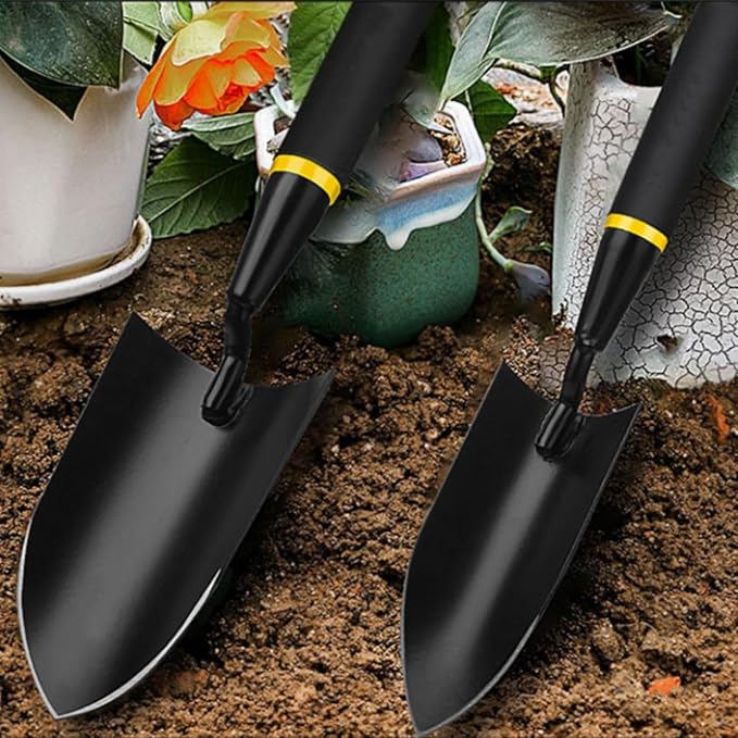 XFSPYY Garden Hand Trowel Set, Carbon Steel with Rubber Grip, Heavy Duty for Digging and Planting, Black, 2-Pack