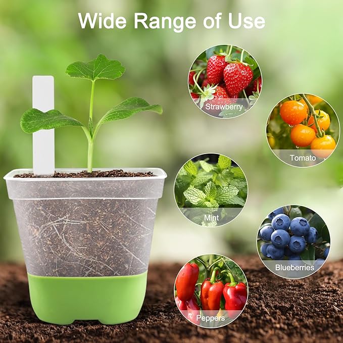 24 Pack 3 Inch Square Plastic Nursery Pots, Clear Plant Pot with Soft Silicone Base for Easy Transplant, Flower Pots with Drainage Holes, Reusable Seedling Pots