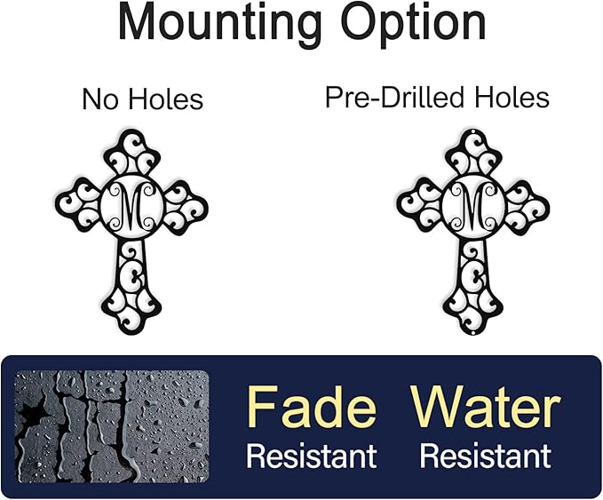 Custom Cross Metal Sign, Personalized Initial Monogram Cross Metal Sign, Religious Gift, Christian Gifts, Christian Signs, Baptism Gift, Easter Gifts