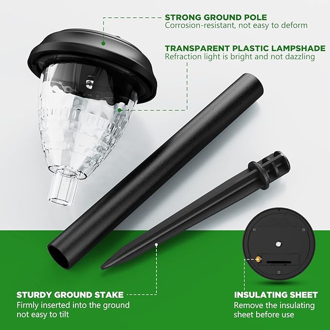 Super Bright Solar Lights Outdoor Waterproof-10 Pack, Dusk to Dawn Up to 12 Hrs Solar Powered Outdoor Pathway Garden Lights Auto On/Off, LED Landscape Lighting Decorative for Walkway Patio Yard