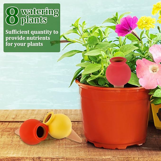 8PCS Terracotta Watering Spikes, Self Watering Planter Insert Irrigation Dripper, Automatic Watering Devices, Watering Globes for Indoor Outdoor Garden Office Potted