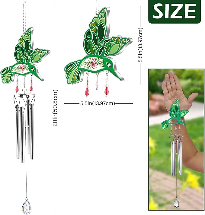 Memorial Wind Chimes Hummingbird Wind Spinner, Sympathy Wind Chimes for Loss of Loved One Prime Bereavement Sympathy Memorial Gift for Loss of Mother Father Husband Condolence Remembrance