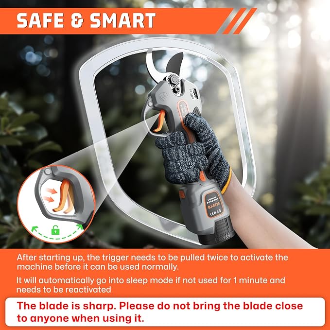 uoeos Electric Pruning Shears for Gardening,Garden Shears Brushless Trimming Branch Cutter 0.5 Second Shear Speed 0.9-1.5"Cutting Diameter,Pruning Shears with 6000 Cuts of 2 Rechargeable Battery