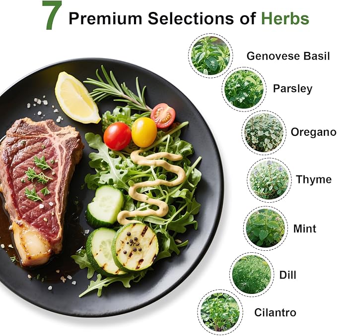 Gourmet Herb Seed Pod Kit for AeroGarden, idoo, Ahopegarden, MUFGA Hydroponics Garden with Basil, Parsley, Thyme, Mint, Cilantro, Dill, Oregano - Compatible with All Hydroponics (7-Pod)