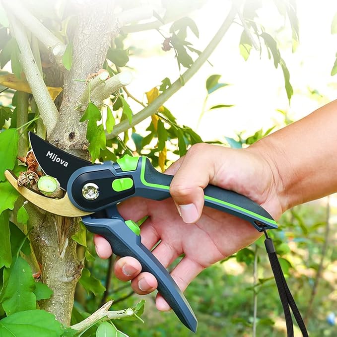 Garden Pruners, Heavy Duty Garden Clippers, Pruning Shears with Adjustable Thumb Lock, Hand Gardening Tools Pruners, High Carbon Steel Sharp Gardening Scissors (green)