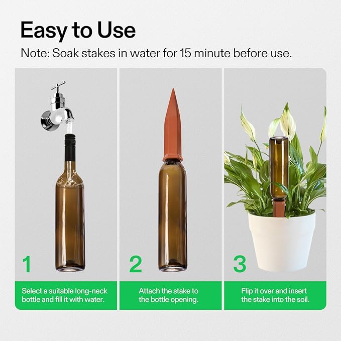 VIVOSUN 12-Pack Self-Watering Spikes, Hexagonal Terracotta Watering Stakes, Auto-Water Device, Planter Insert for Indoor & Outdoor Potted Plants