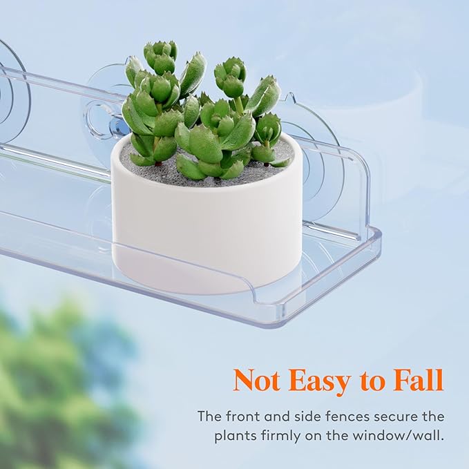 Lifewit Window Plant Floating Shelves 15 x 4 inch, 3 Pack Acrylic Suction Cup Shelf, Window Sill Extender for Indoor Succulent Plants, Micro Greens, Seed Starter Pots, Herb Planters