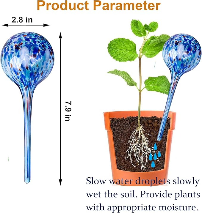 Large Self Watering Globes for Plants Set of 6 - Automatic Glass Plant Watering Bulbs for Indoor & Outdoor Use - Multicolored Watering Devices for Daily Plant Care